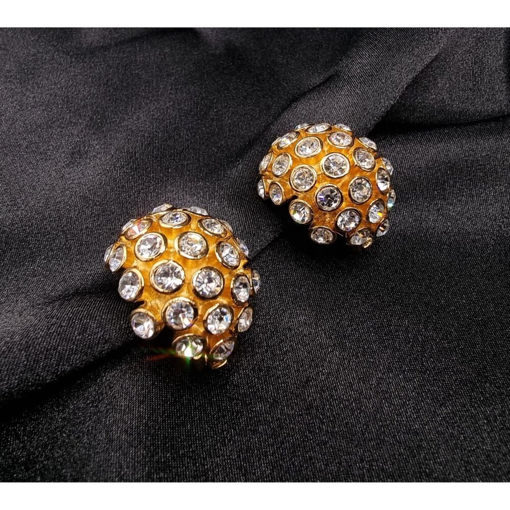 Rare Find Vintage CHRISTIAN DIOR 1990s Gold-Tone Clip-On Earrings - Picture 5 of 8